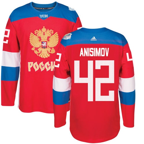 Kinder Team Russland #42 Artem Anisimov Authentic Rot Auswärts 2016 World Cup